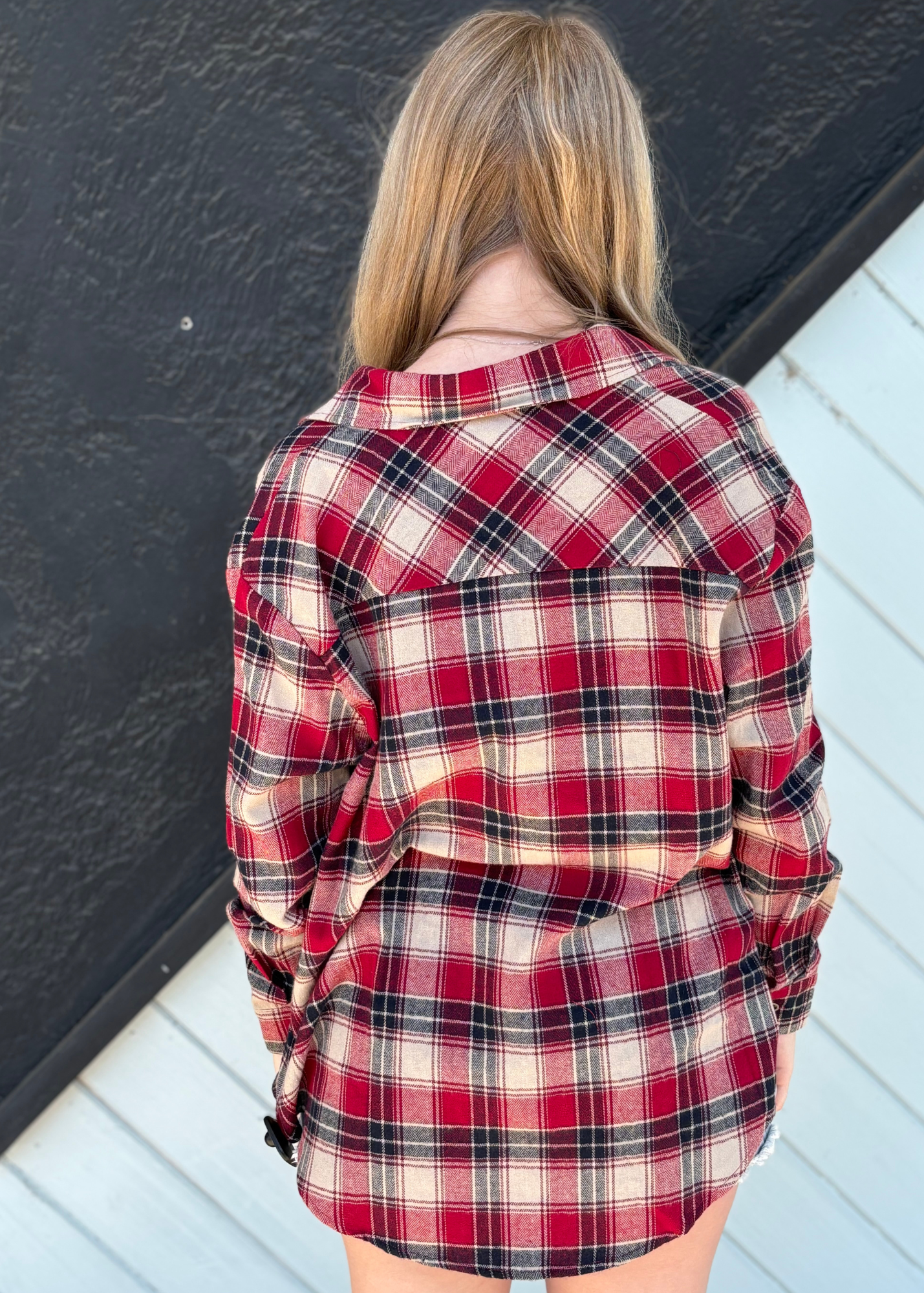 WILLOW LS WOVEN PLAID SHIRT-RED