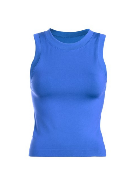 SMOOTH THICK BANDED TANK- STEEL BLUE : ONE SIZE