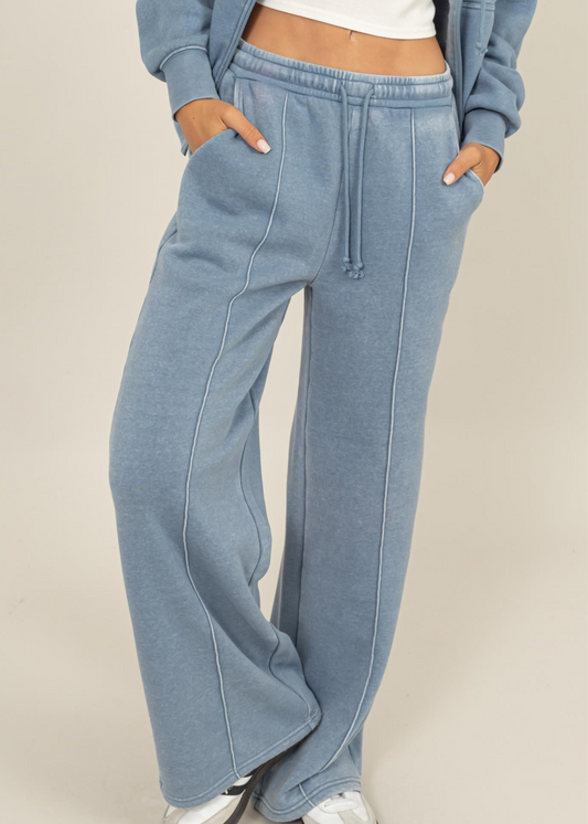 GRAYSON DRAWSTRING PANTS: GRAY BLUE