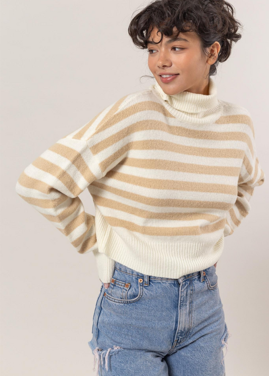 SUZIE SWEATER: CREAM/TAUPE