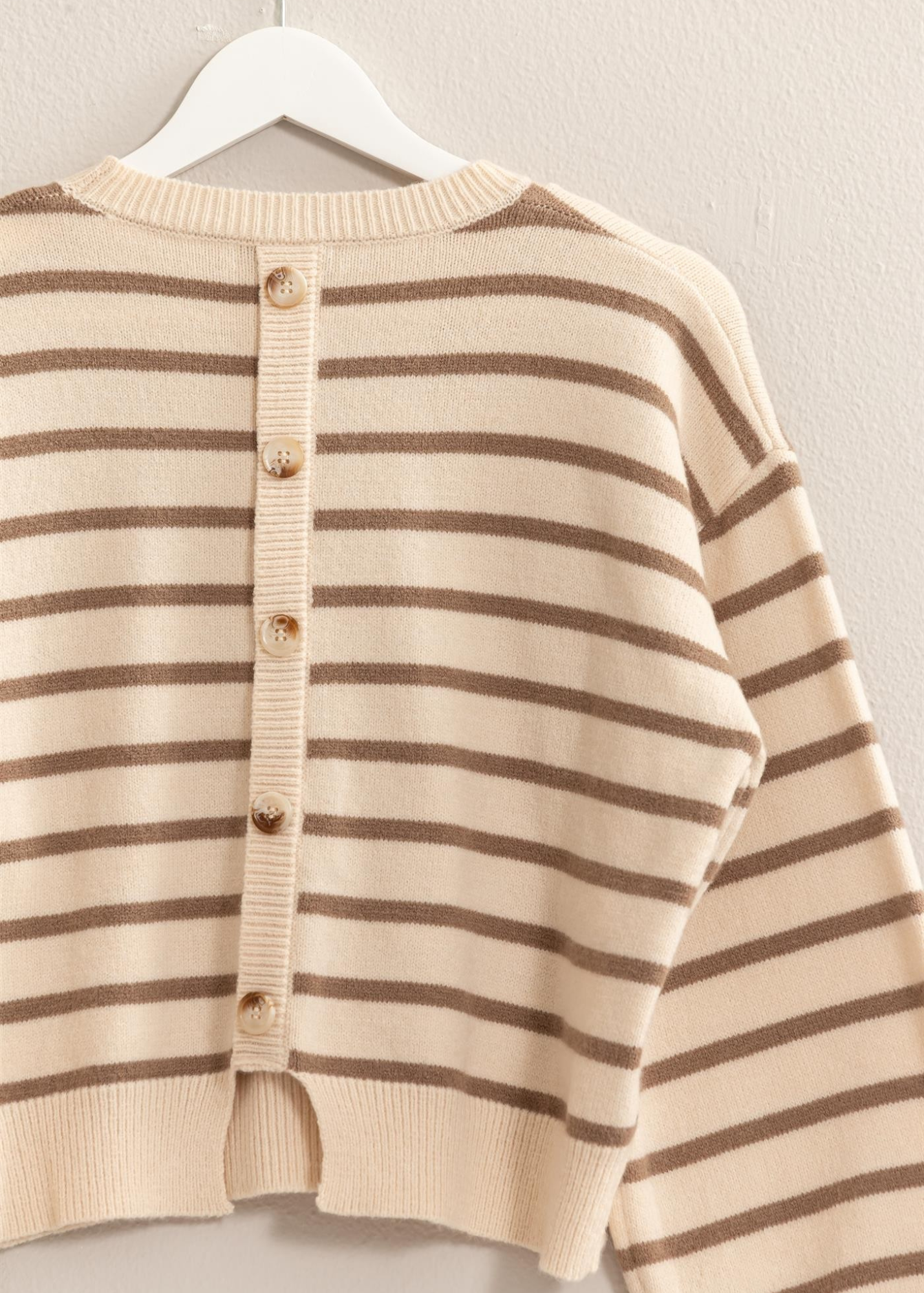 ELENA STRIPPED SWEATER: CAMEL