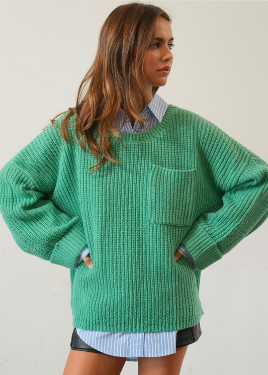 GEORGINA OVERSIZED SWEATER: GREEN