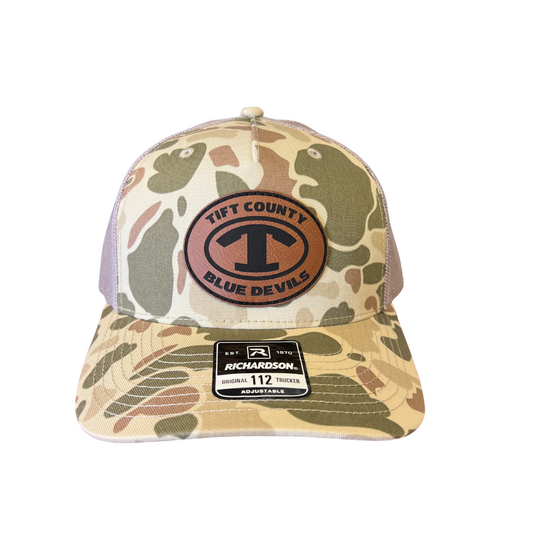 CAMO TIFT COUNTY LEATHER PATCH CAP