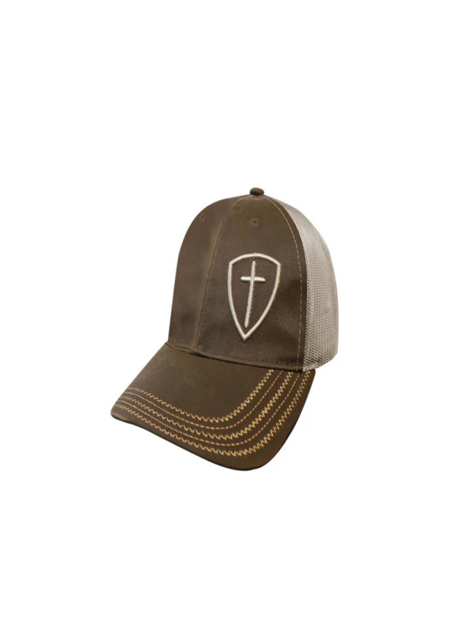 CROSS AND SHIELD CAP - BROWN