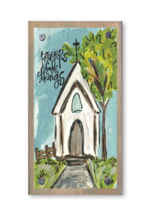 Prayer Changes Things Driftwood Happy Block