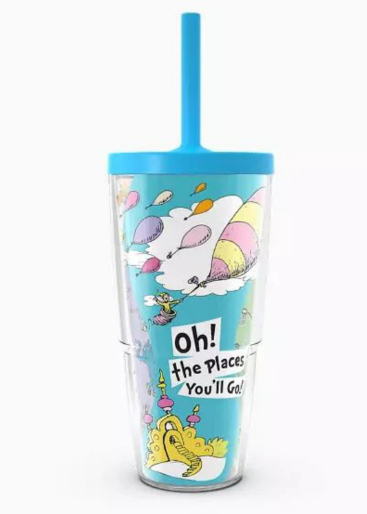 DR. SEUSS- OH THE PLACES YOU'LL-24 OZ WITH STRAW LID