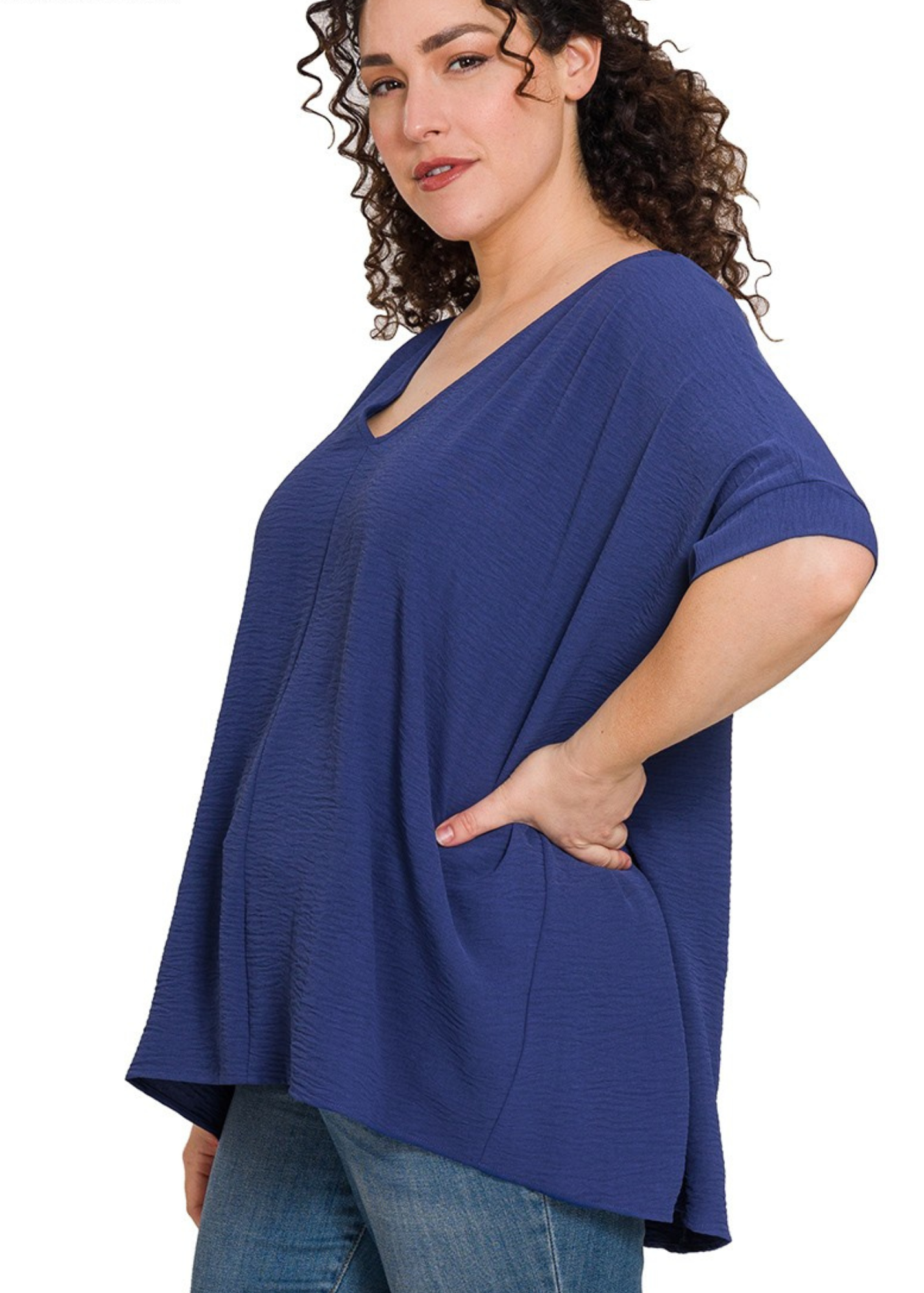 CAIT TOP: LIGHT NAVY