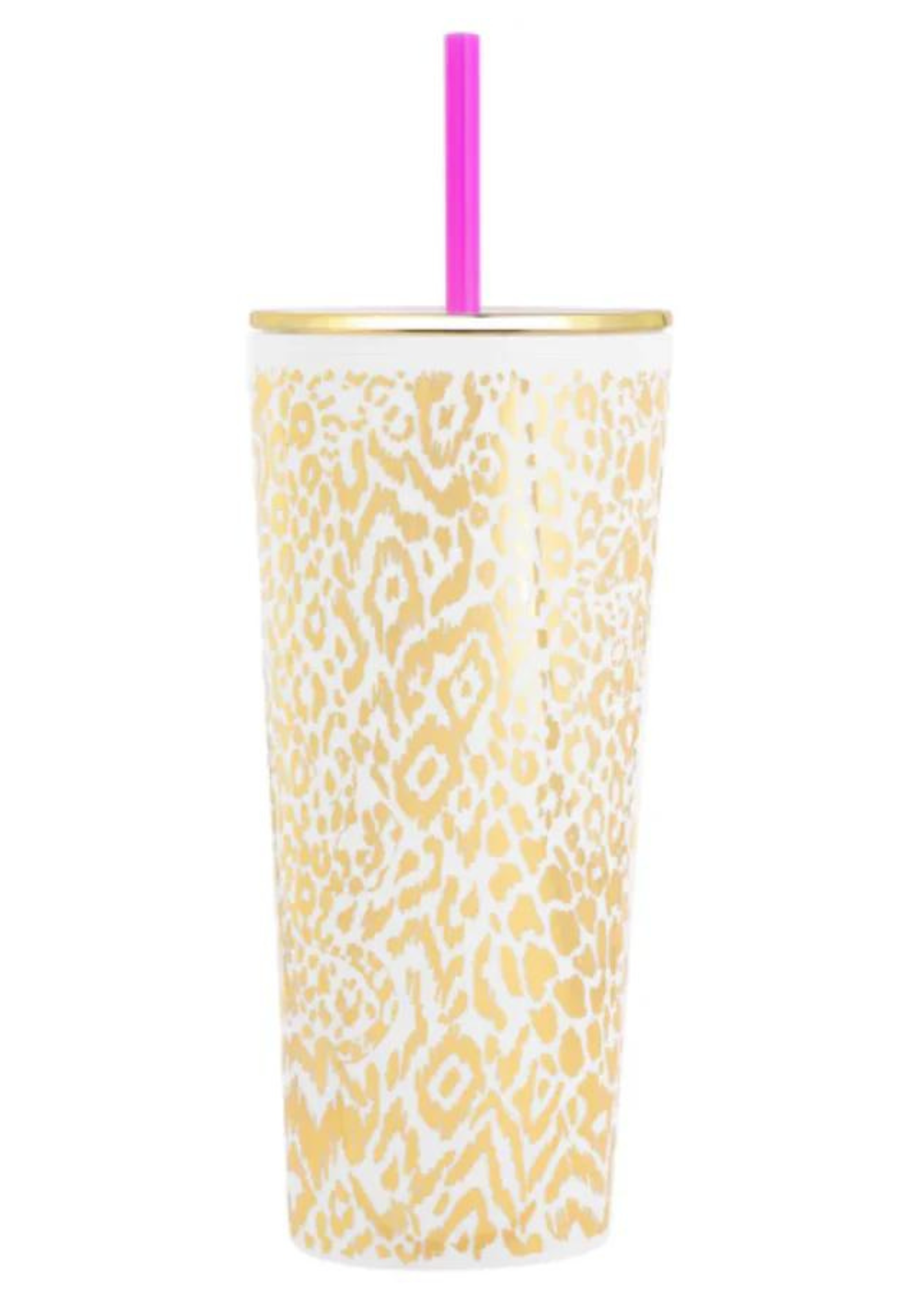 TUMBLER WITH STRAW-GOLD PATTERN PLA : 24OZ