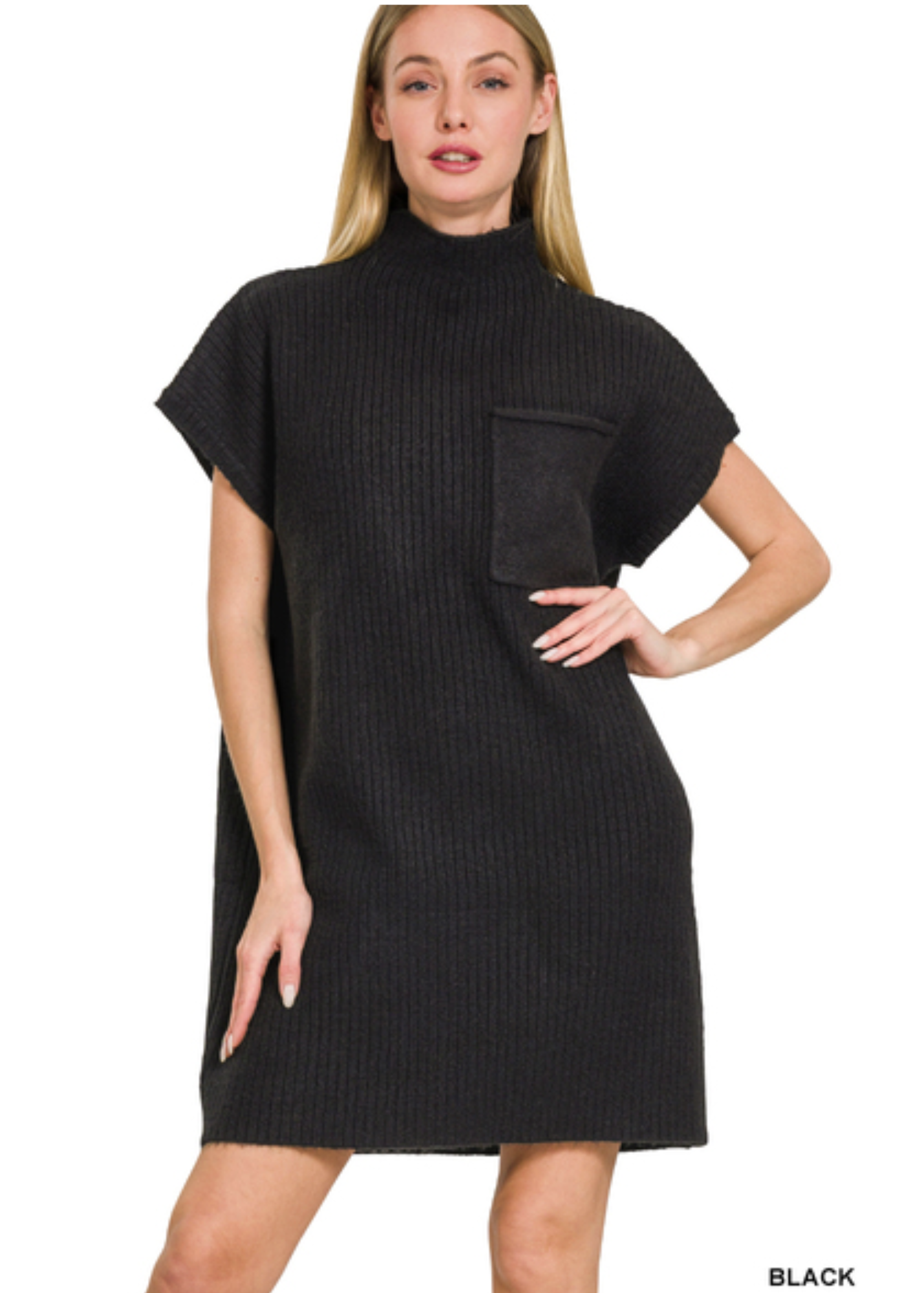 MAY MOCK NECK DRESS : BLACK