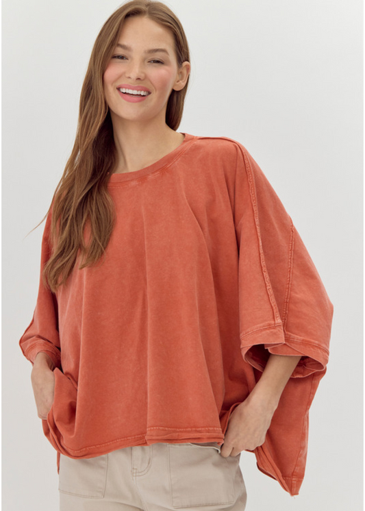 OVERSIZED LANA TOP-RUST