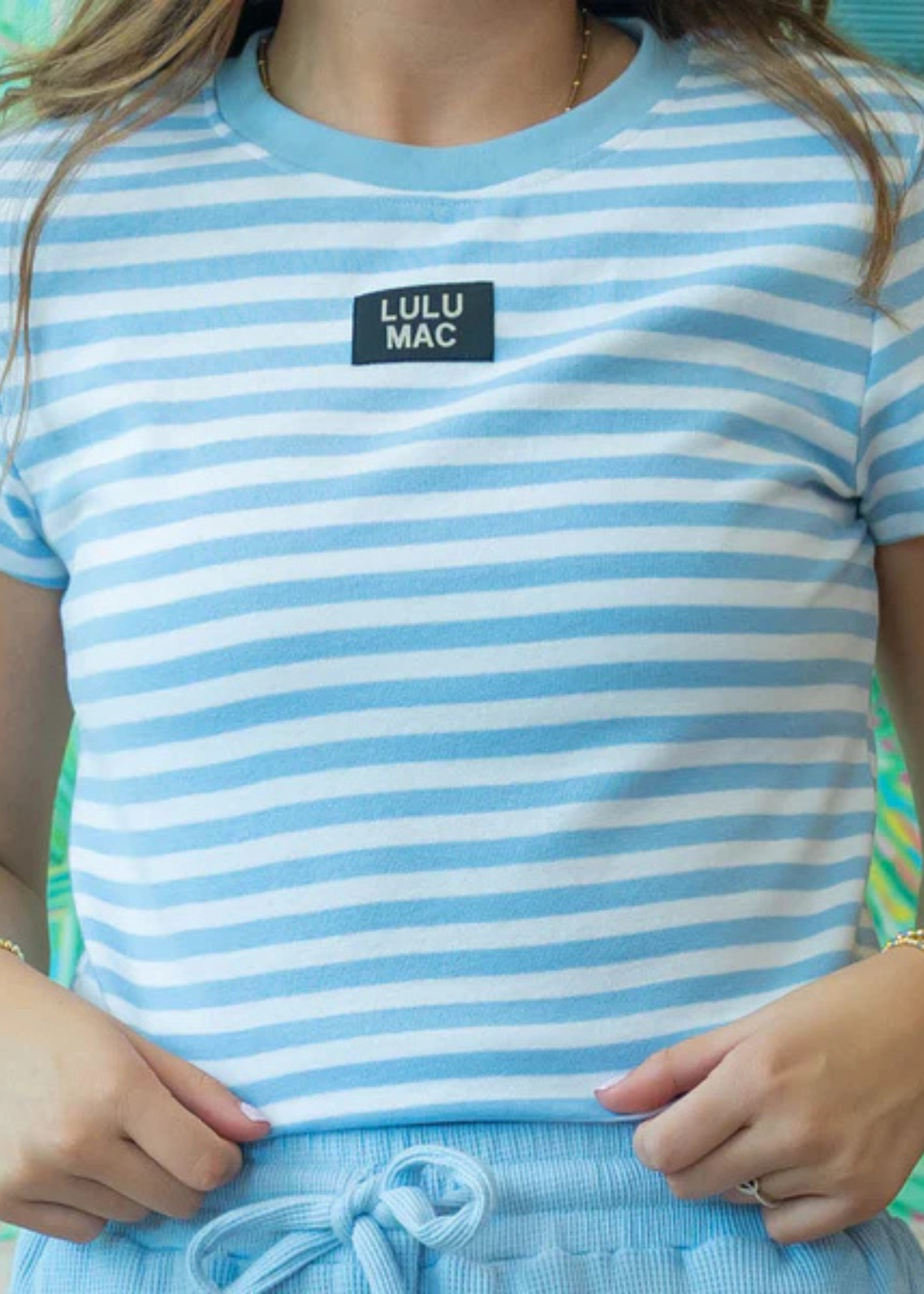 LULU MAC STRIPE BABY DOLL TOP - LIGHT BLUE