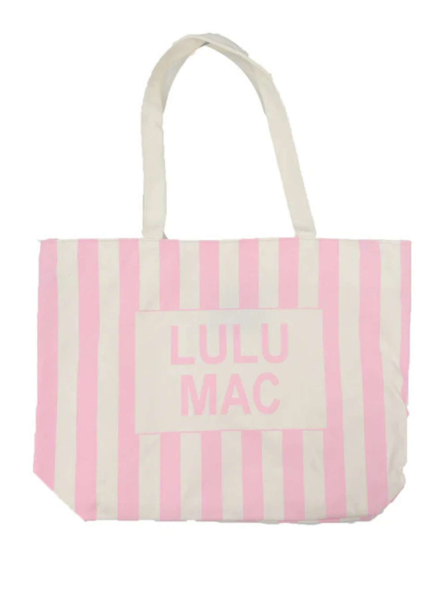 LULU MAC CANVAS TOTE - WHITE AND PINK