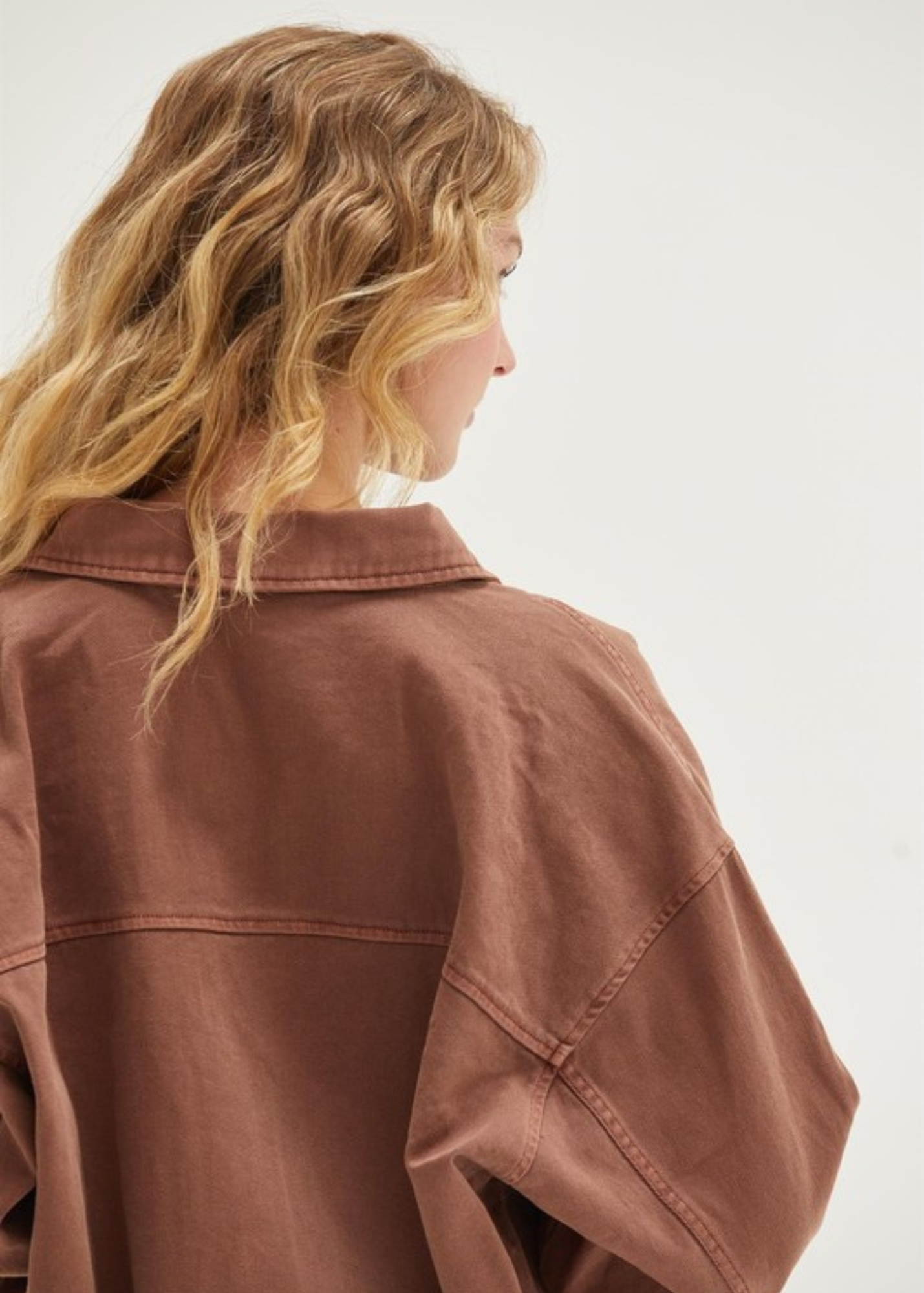 KELLI BUTTON-UP SHACKET- CHESTNUT