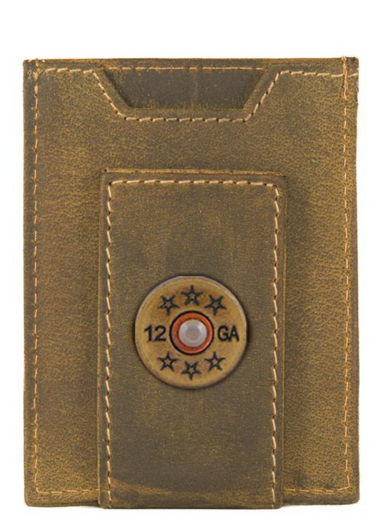 ANTIQUE BRN FRONT POCKET WALLET-SHOT SHELL