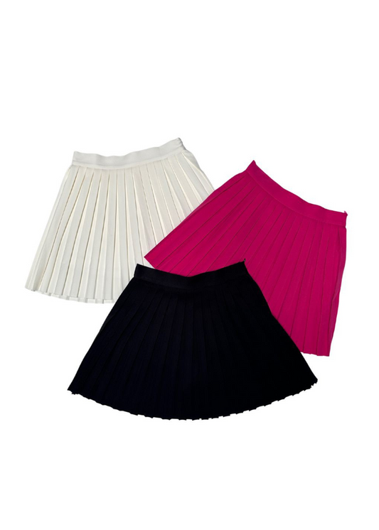 PLEATED MINI TENNIS SKIRT-BLACK