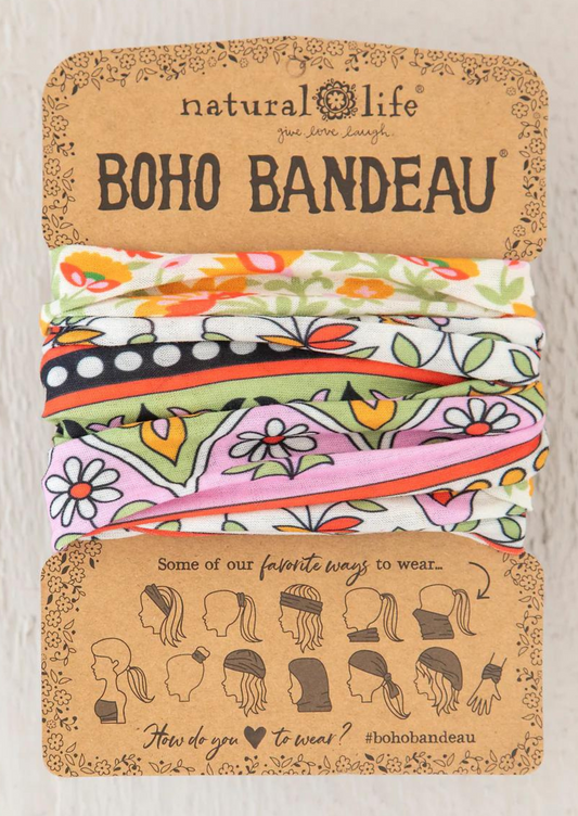 BOHO BANDEAU-LILAC ORANGE BORDER