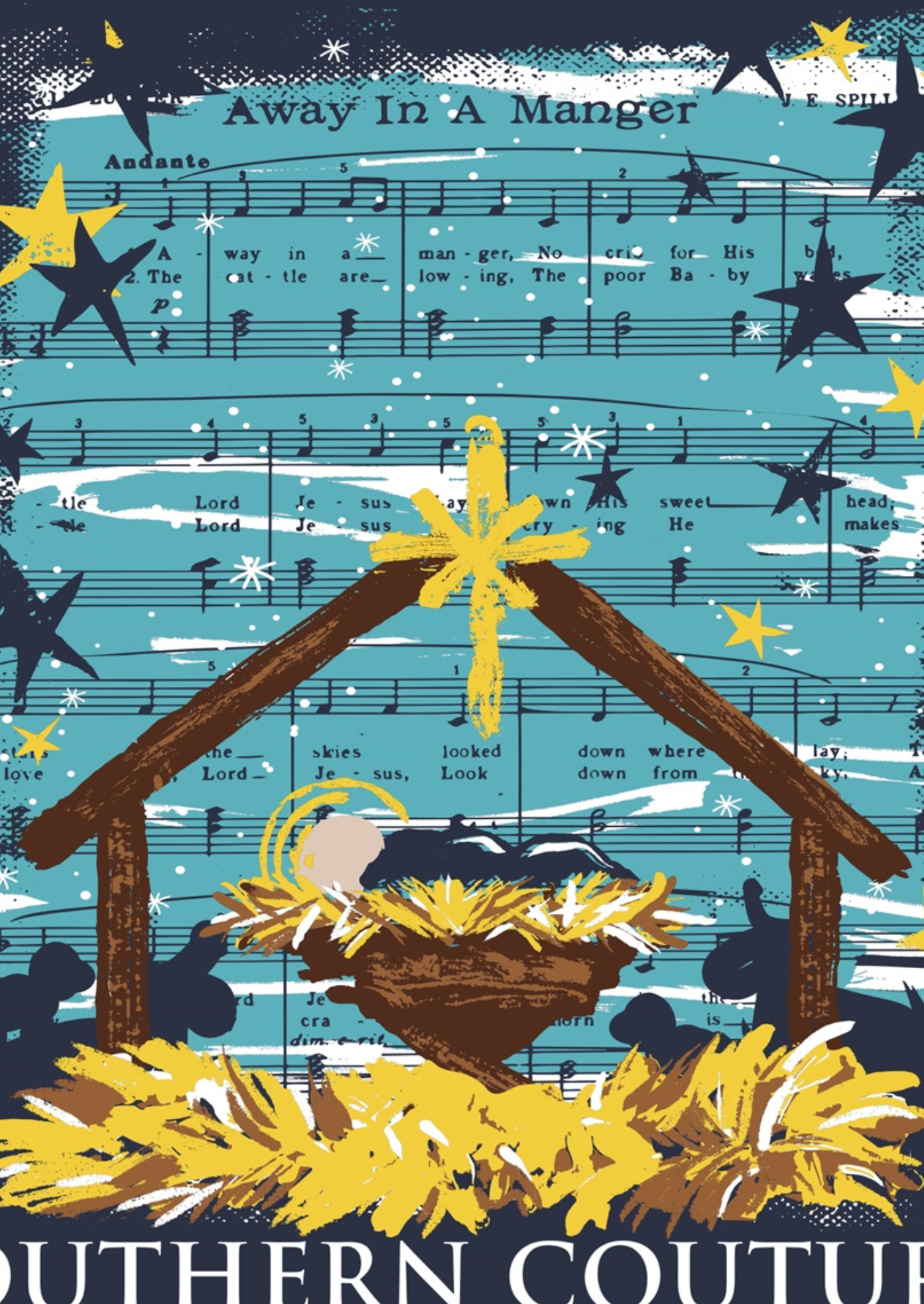 AWAY IN A MANGER SCENE-NAVY