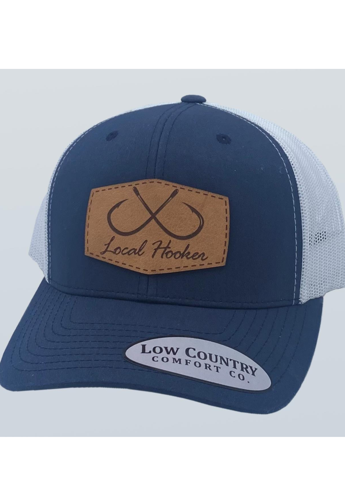 LH LEATHER PATCH HAT-NAVY/WHITE