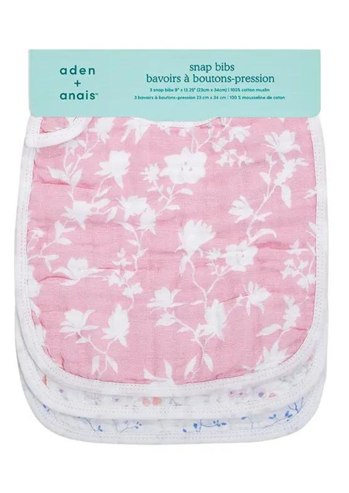 3 PACK SNAP BIBS-MA FLEUR