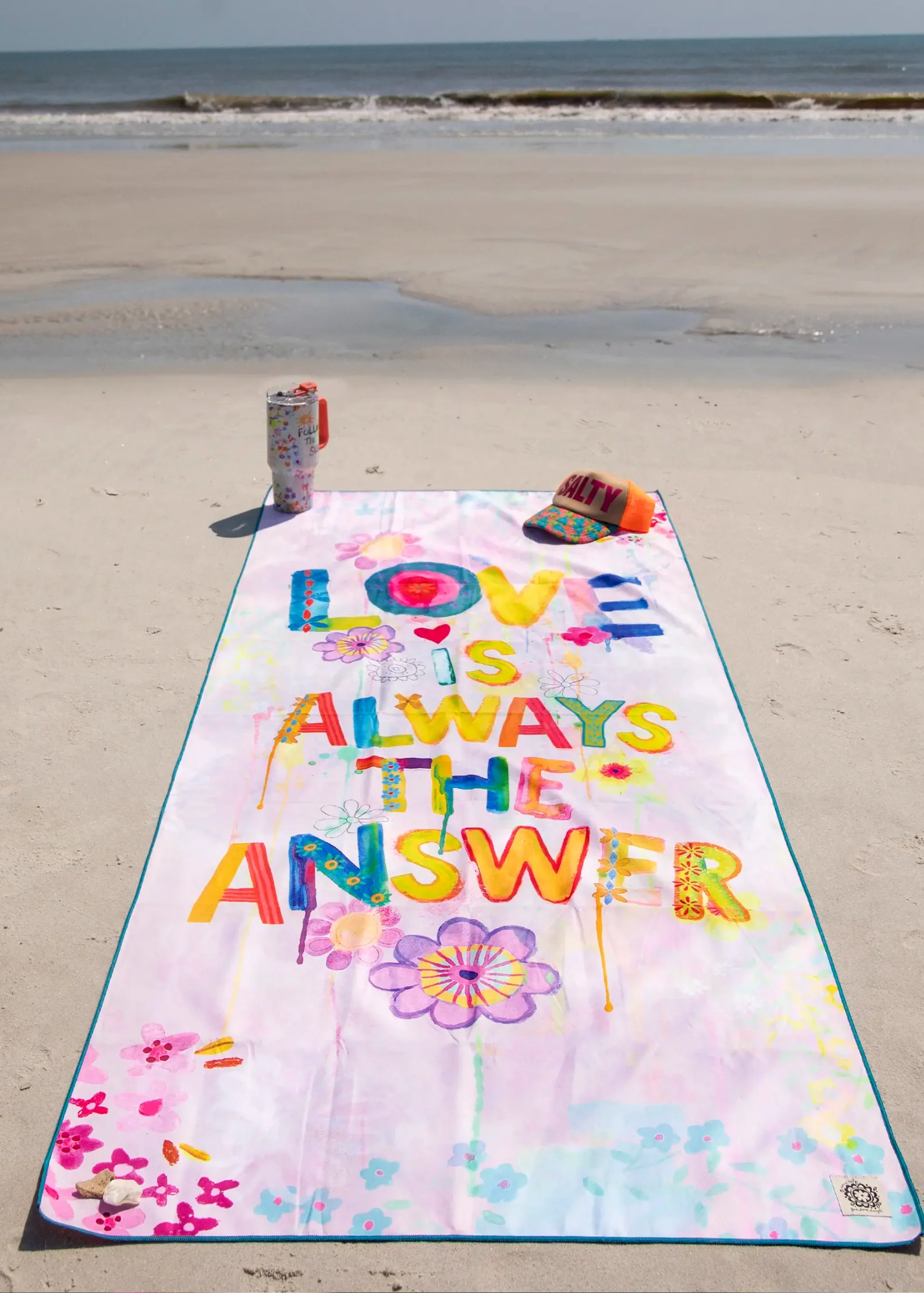 DOUBLE-SIDED MICROFIBER BEACH TOWEL - LOVE IS ALWAYS THE ANSWER