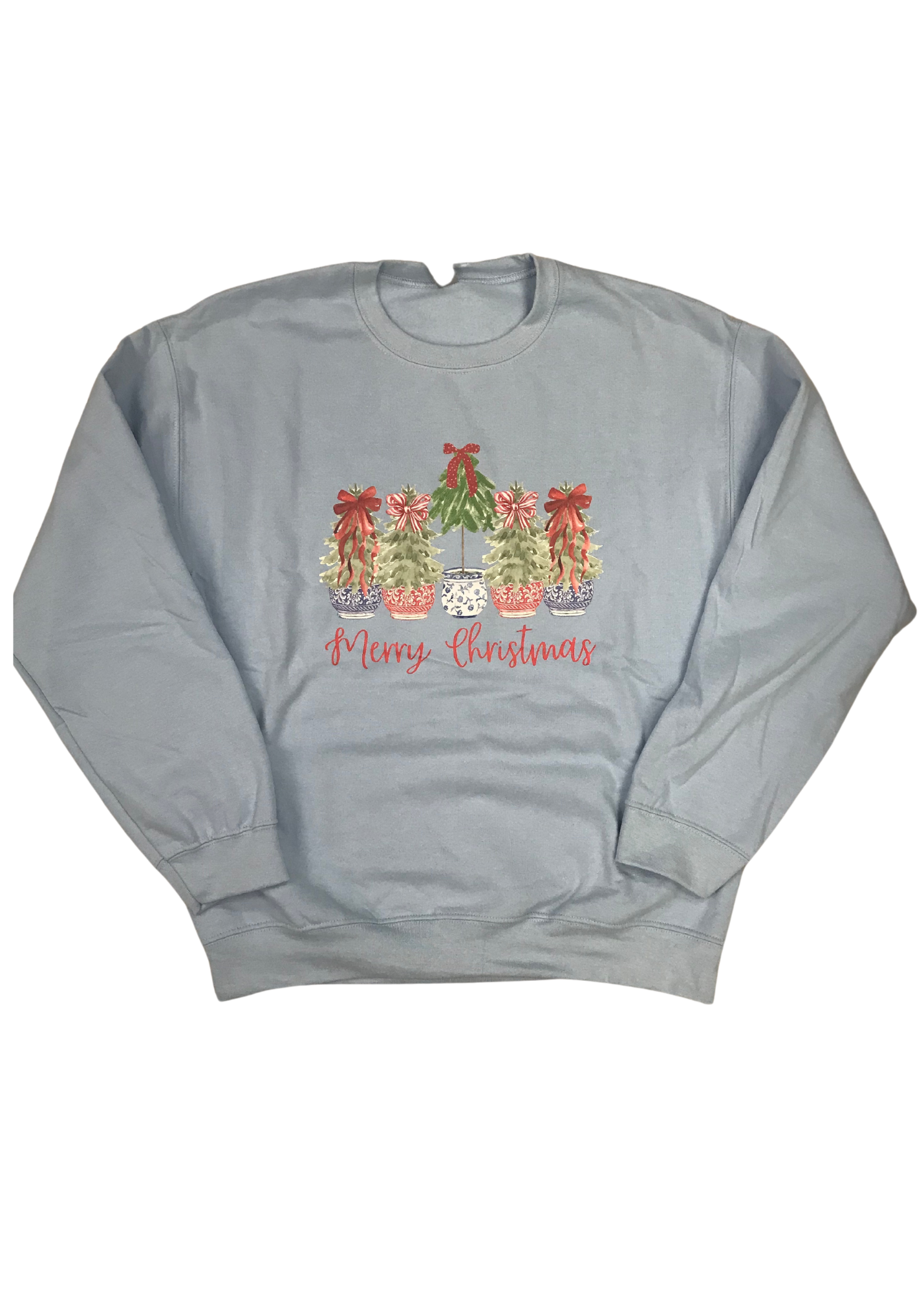 CHRISTMAS PLANT SWEATSHIRT- LIGHT BLUE