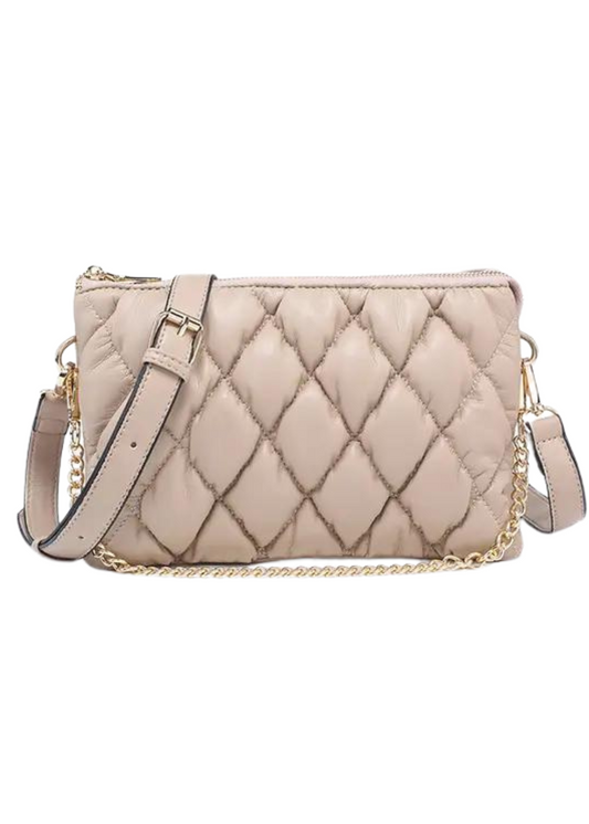 IZZY PUFFER QUILTED CROSSBODY- PARCHMENT