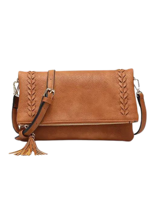 ISADORA WHIPSTITCH CROSSBODY-BROWN