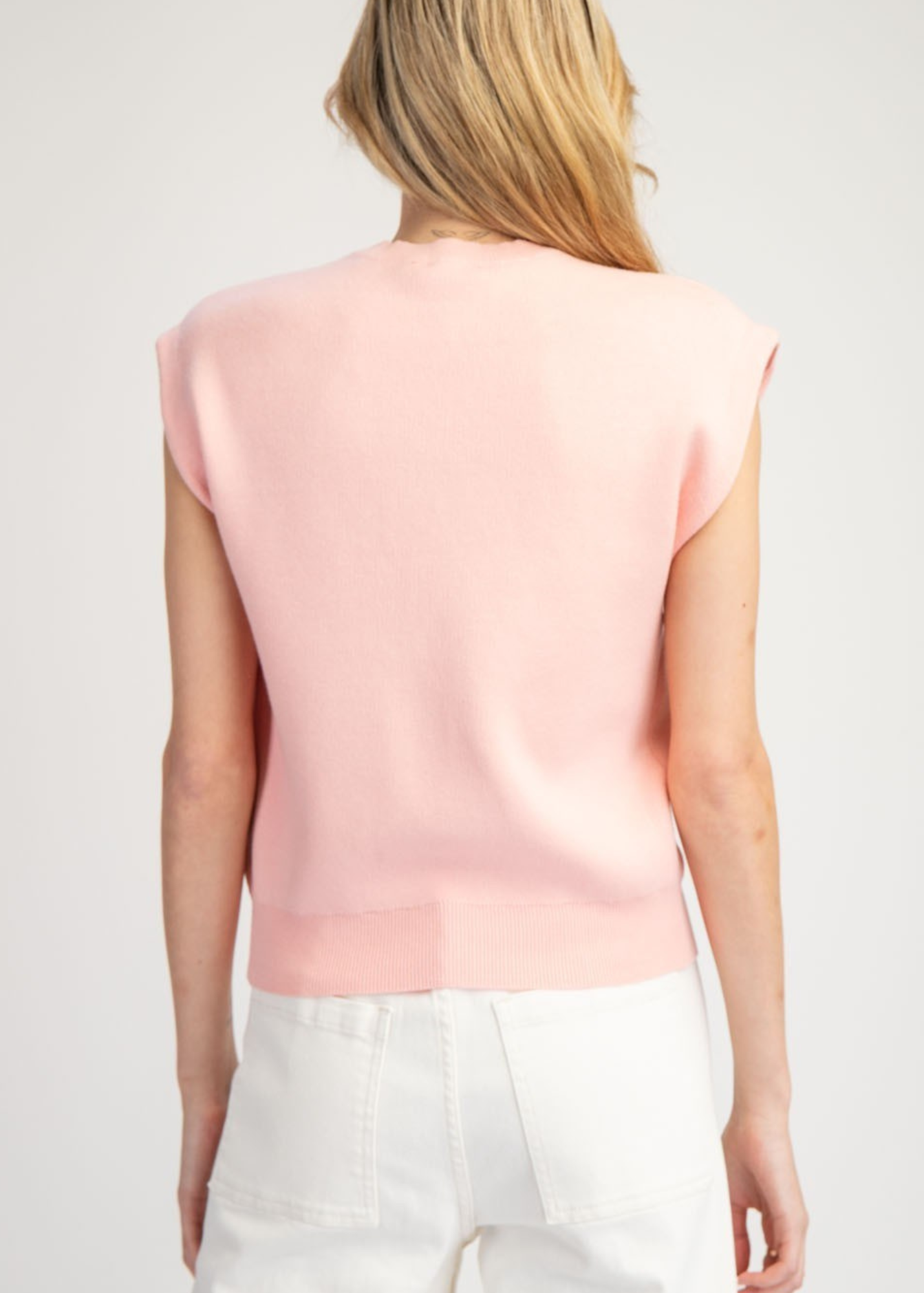 ABBY SLEEVELESS SWEATER TOP-APRICOT