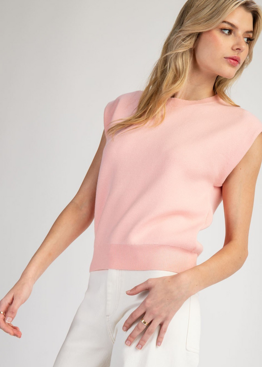 ABBY SLEEVELESS SWEATER TOP-APRICOT