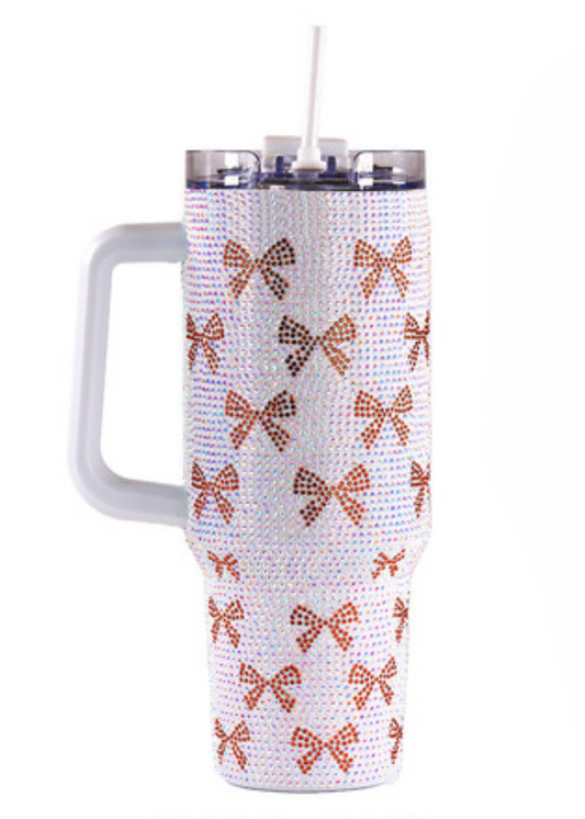 BOW WHITE : SEQUIN TUMBLER