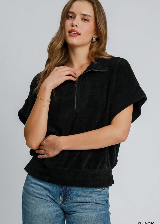 SHELBY HALF ZIP  SWEATSHIRT : BLACK