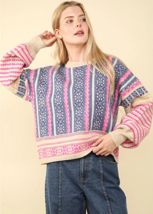 GWEN OVERSIZED SWEATER-PINK MIX