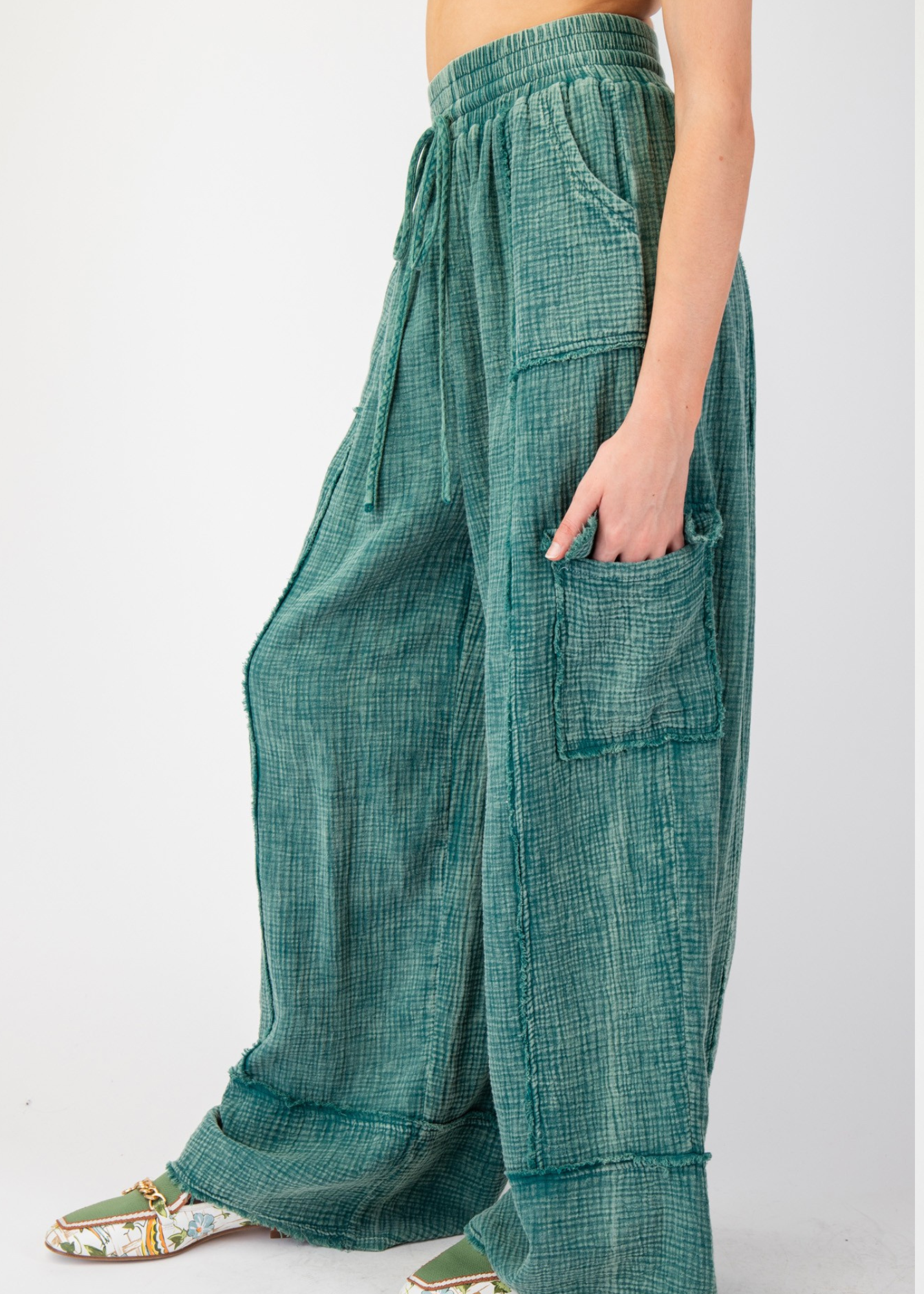 TERRY PANTS: PACIFIC GREEN