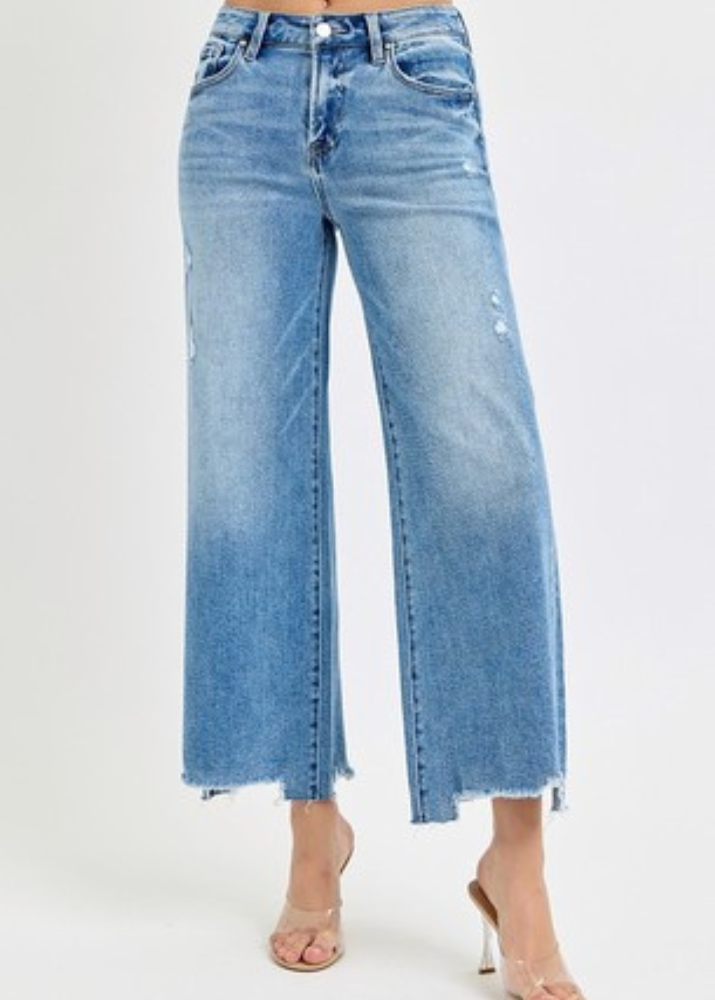 HIGH RISE CROP WIDE JEANS : MEDIUM