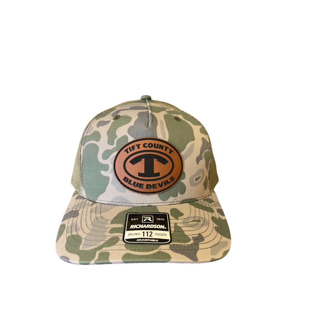 CAMO TIFT COUNTY LEATHER PATCH CAP