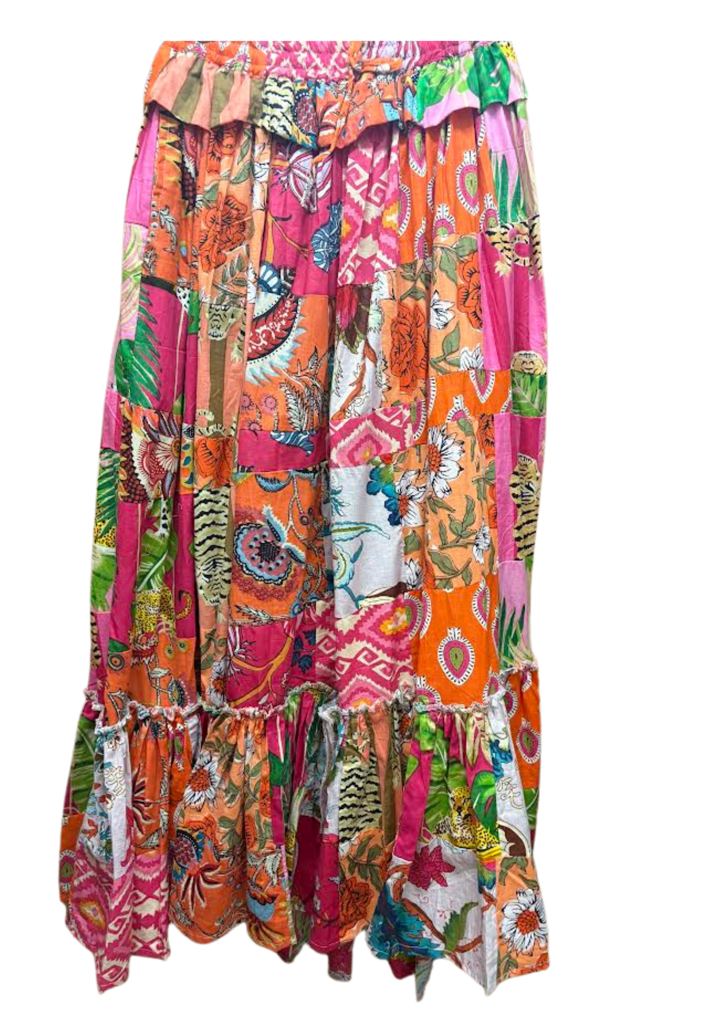 PINK AND YELLOW PATCHWORK SKIRT