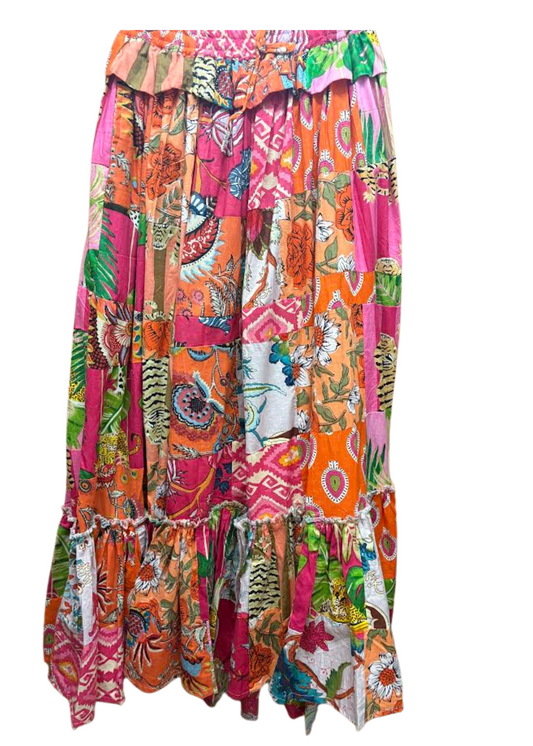 PINK AND YELLOW PATCHWORK SKIRT