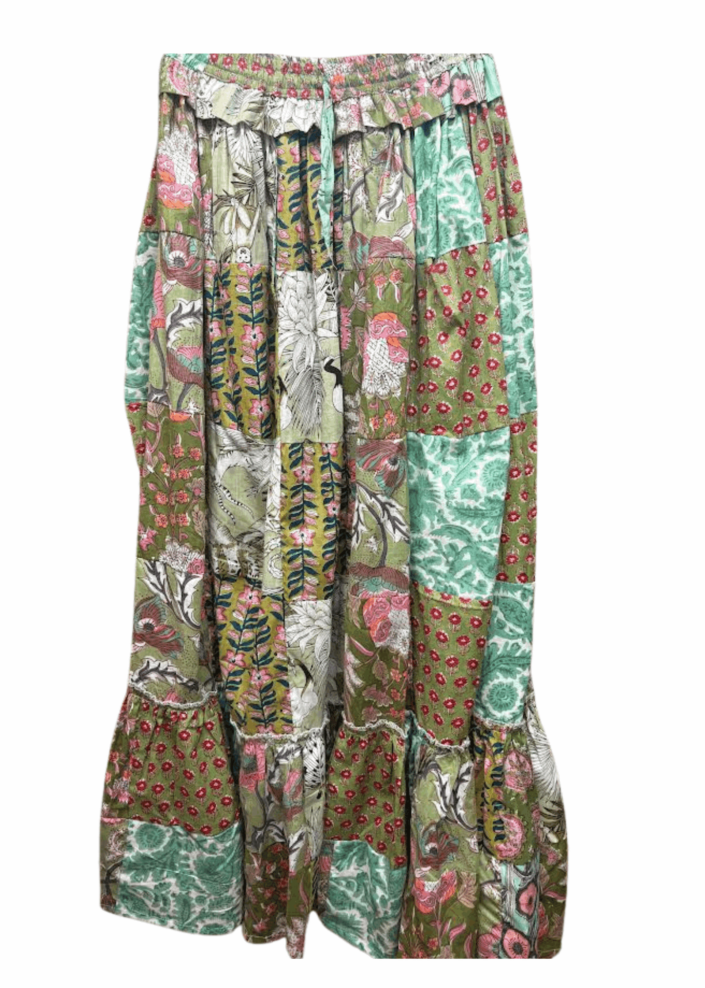 GREEN PATCHWORK SKIRT