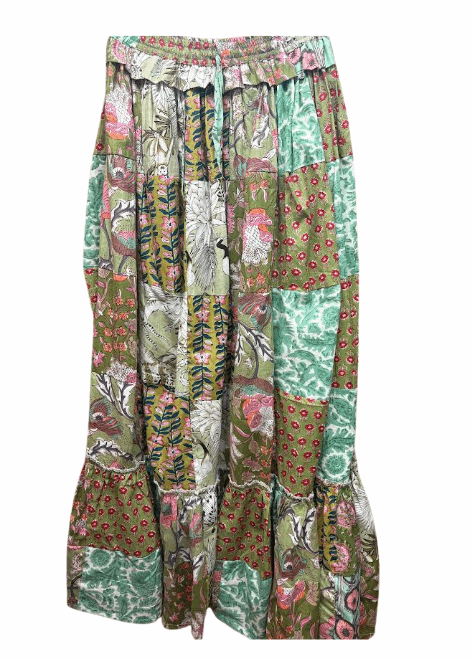 GREEN PATCHWORK SKIRT