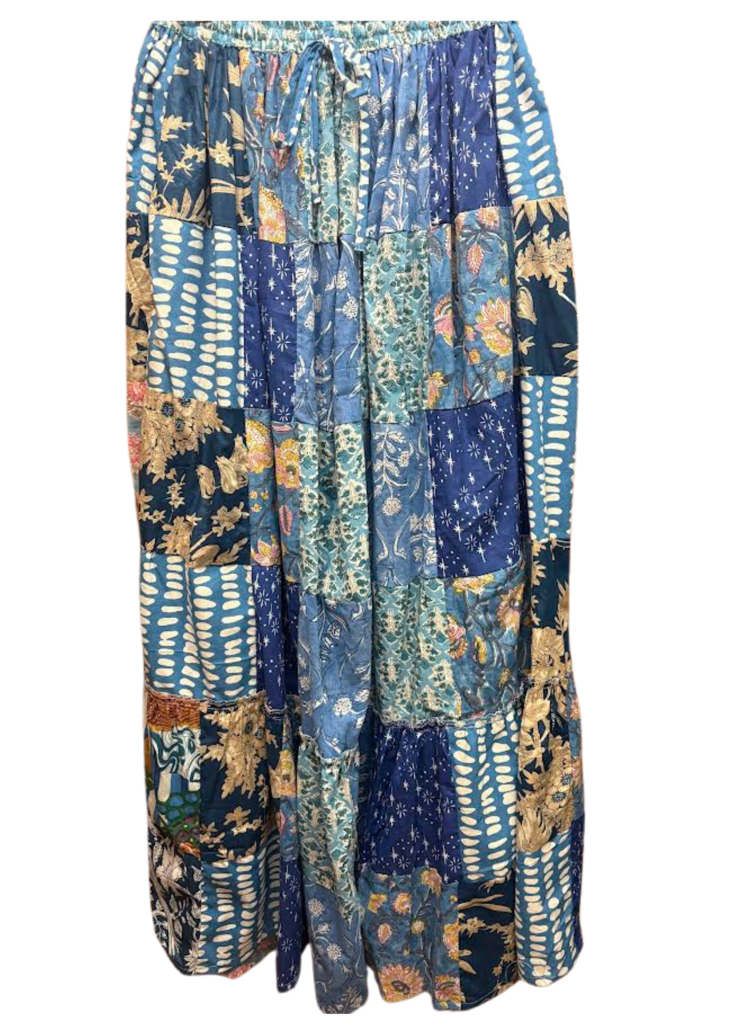BLUE PATCHWORK SKIRT