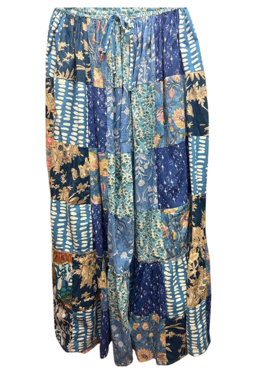 BLUE PATCHWORK SKIRT
