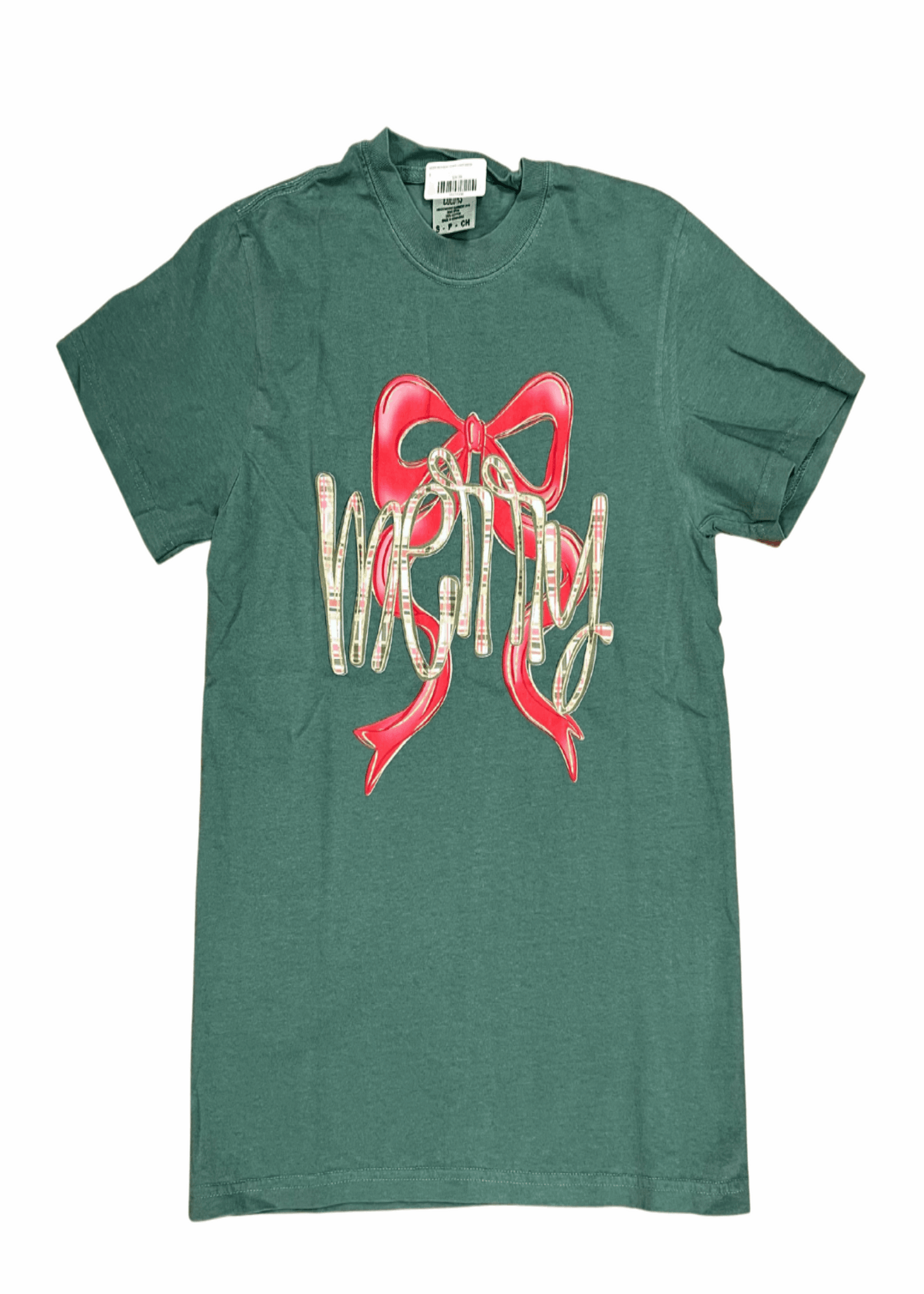 MERRY WITH BOW TSHIRT - LIGHT GREEN