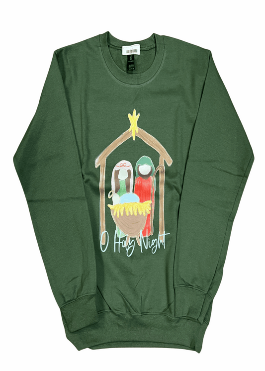 O HOLY NIGHT NATIVITY - MILITARY GREEN SWEATSHIRT