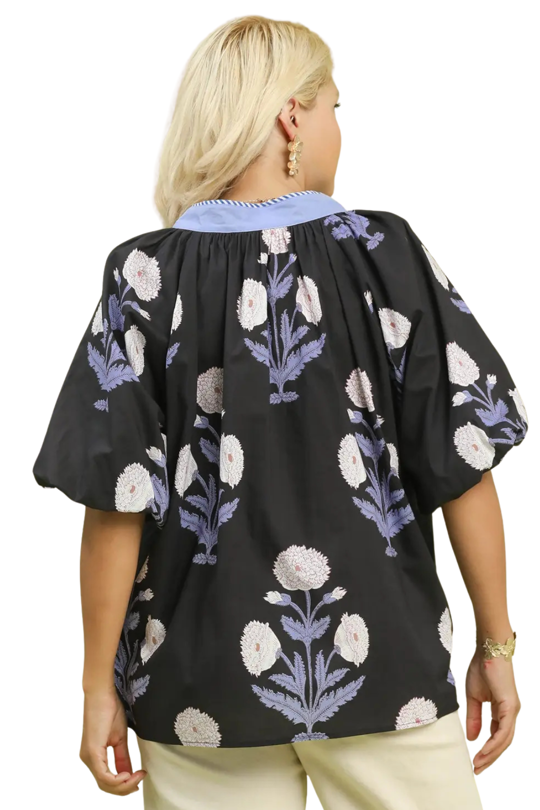 MORGAN TOP - BLACK/LIGHT BLUE MIX