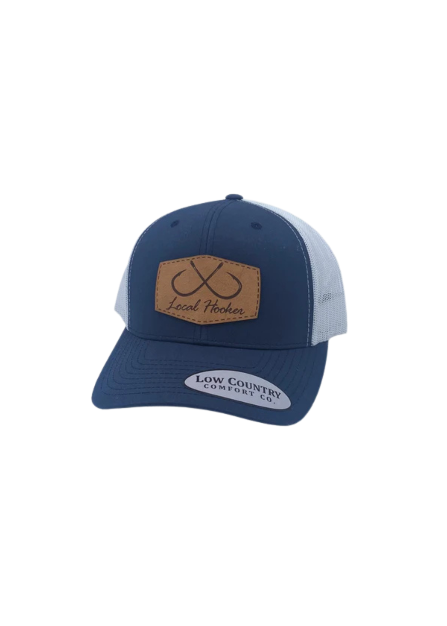 HOOK LEATHER PATCH CAP-NAVY/WHITE
