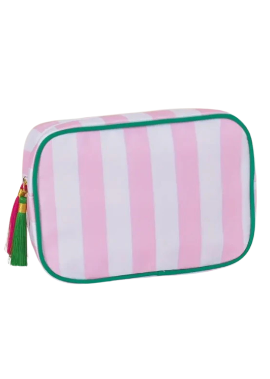 Striped Tassel Zipper Cosmetic Bag - PINK