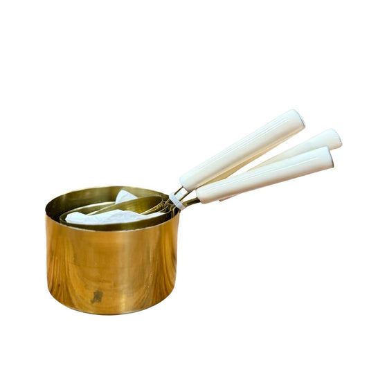 MEASURING CUPS W/ WHITE ENAMEL