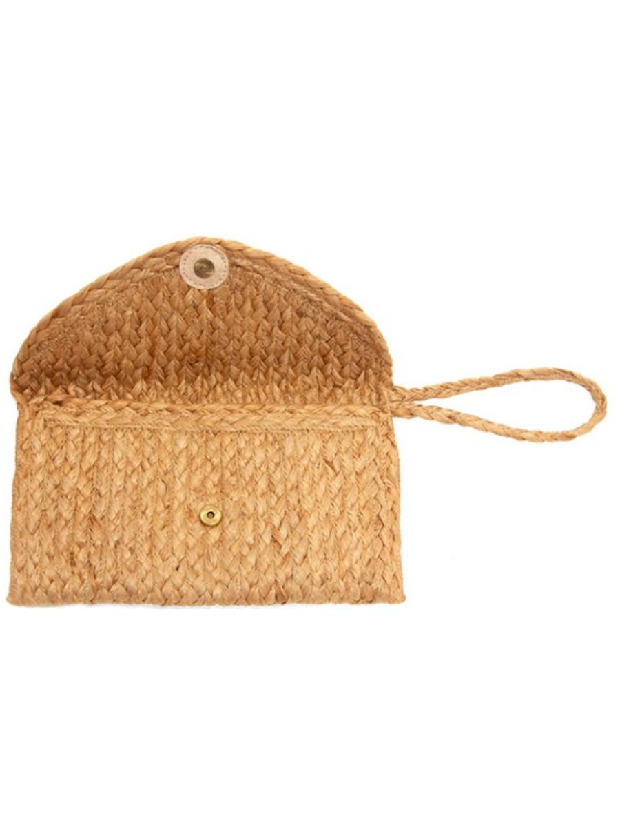 PORTIA JUTE CLUTCH WRISTLET-NATURAL