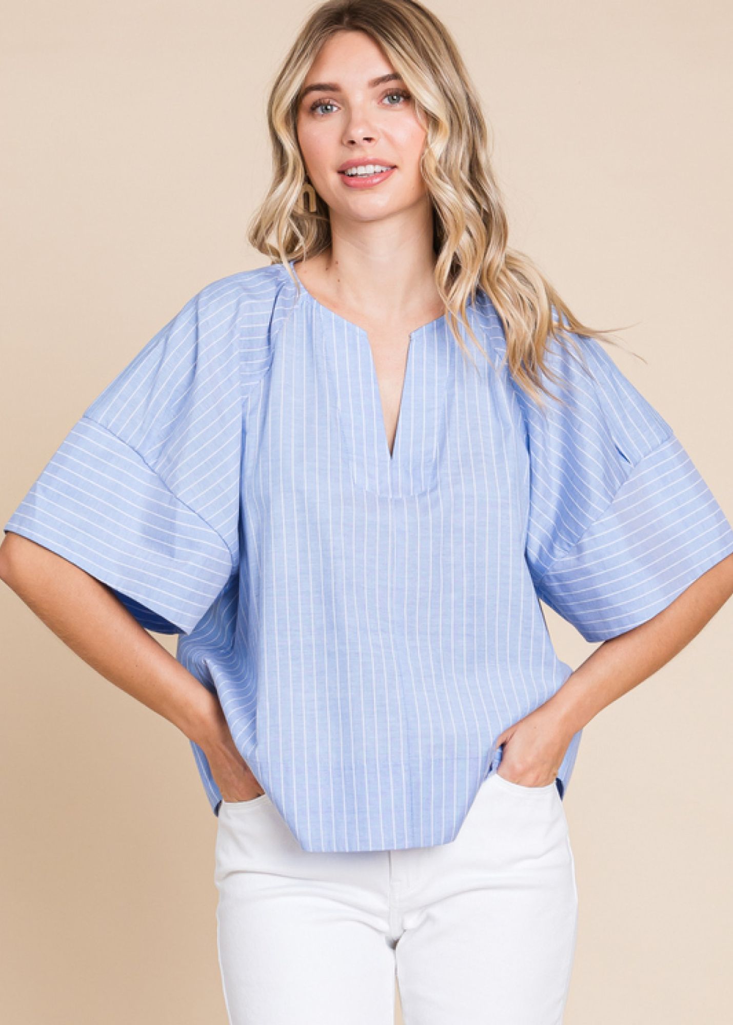 OVERFLOWING LOVE TOP - CHAMBRAY