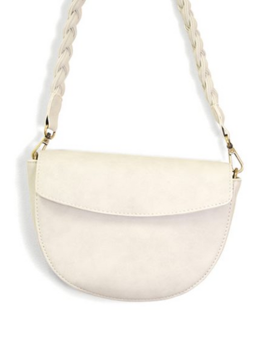 CRESCENT CROSSBODY BRAIDED STRA-WHITE LUNA